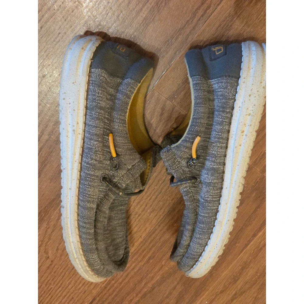 Hey Dude Wally Youth Grey Marl Stretch Slip On Loafers Shoes Kids Size K11 EU 30